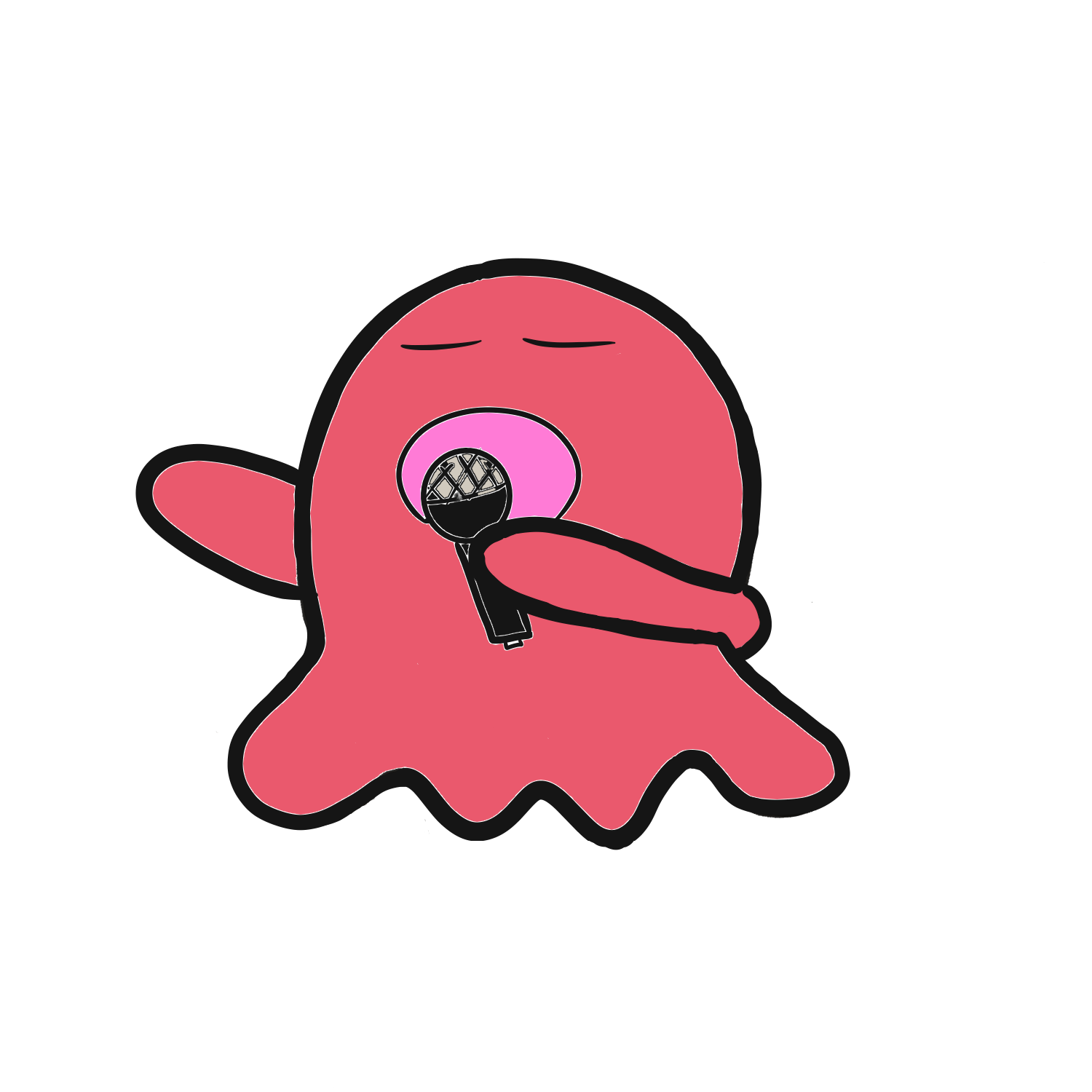 カラオケで歌うタコ