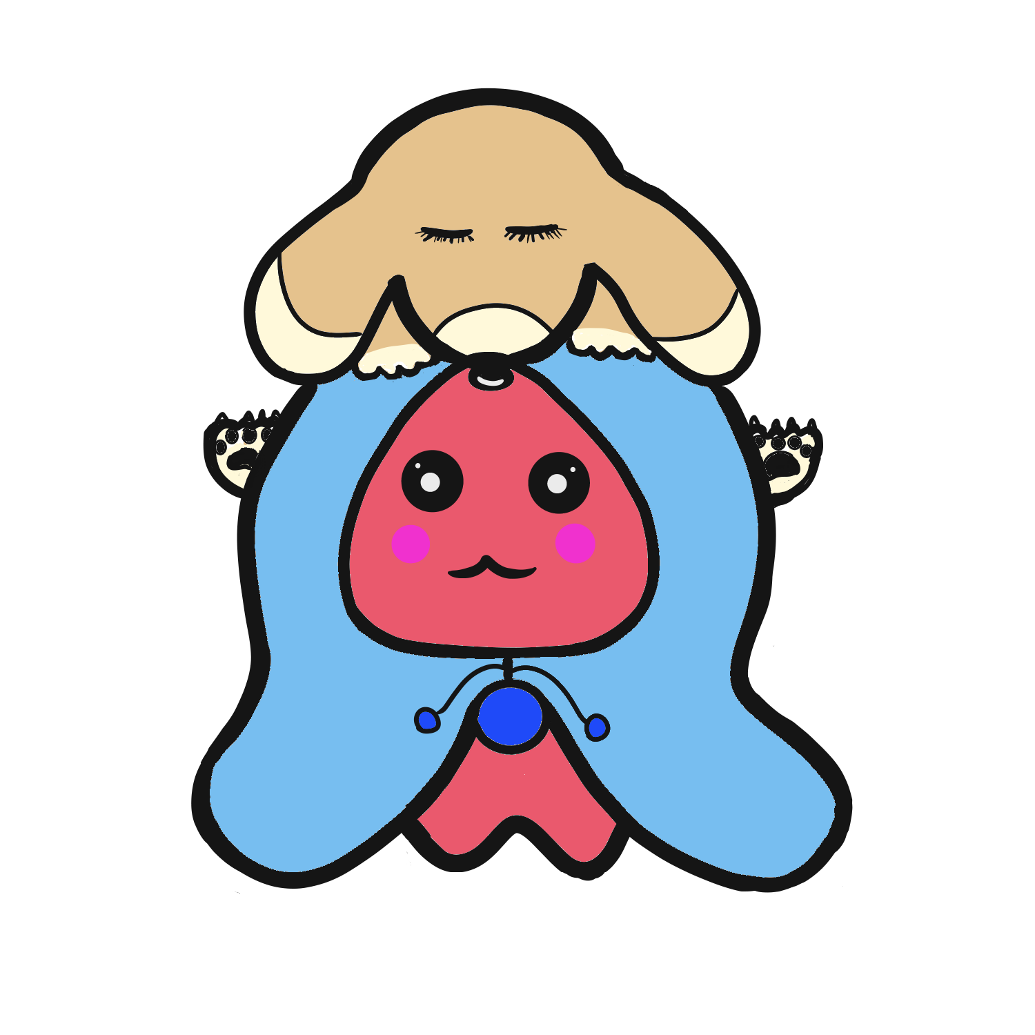 犬と遊ぶタコ（青色）